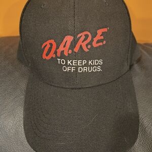 Black D.A.R.E. Cap with Red Lettering